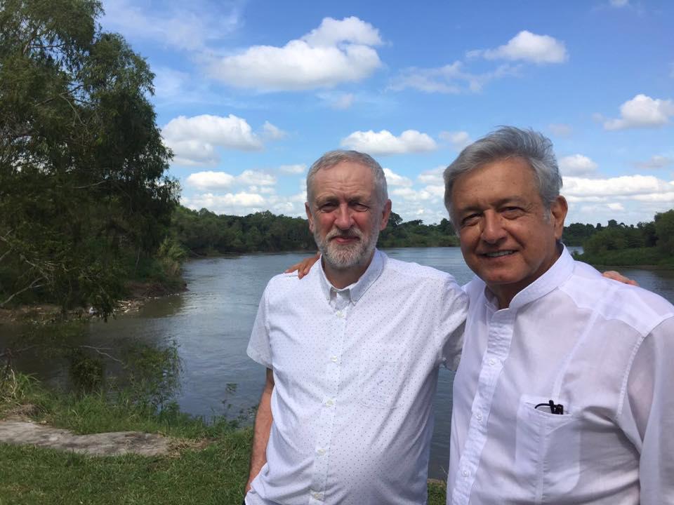 Best pals ... Jeremy Corbyn spent the New Year with his 'political soulmate' Andres Manuel Lopez Obrador