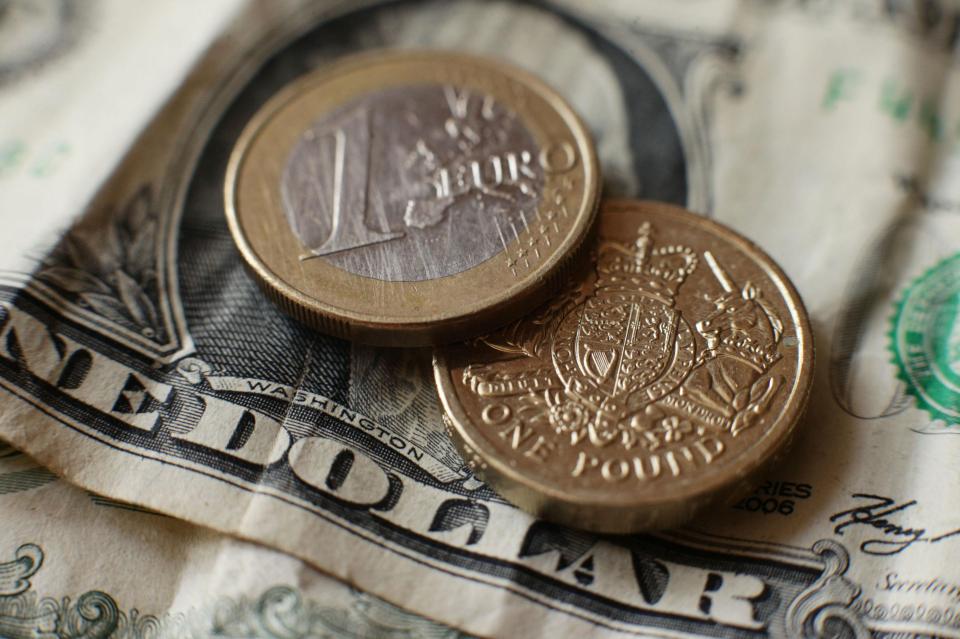  The pound has fallen against both the dollar and the Euro today