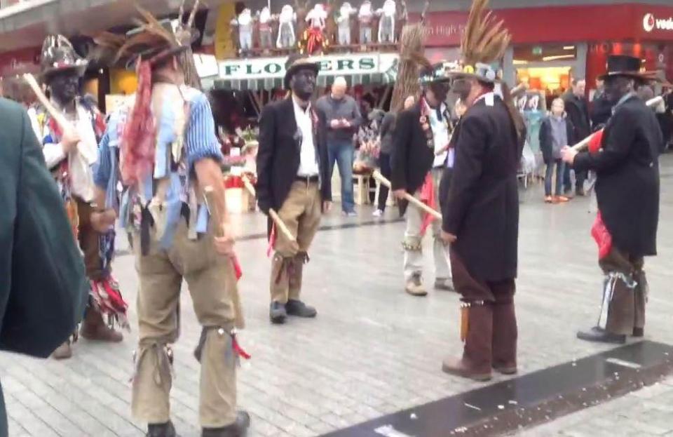  The dancers were one of more than a dozen morris groups in the city centre