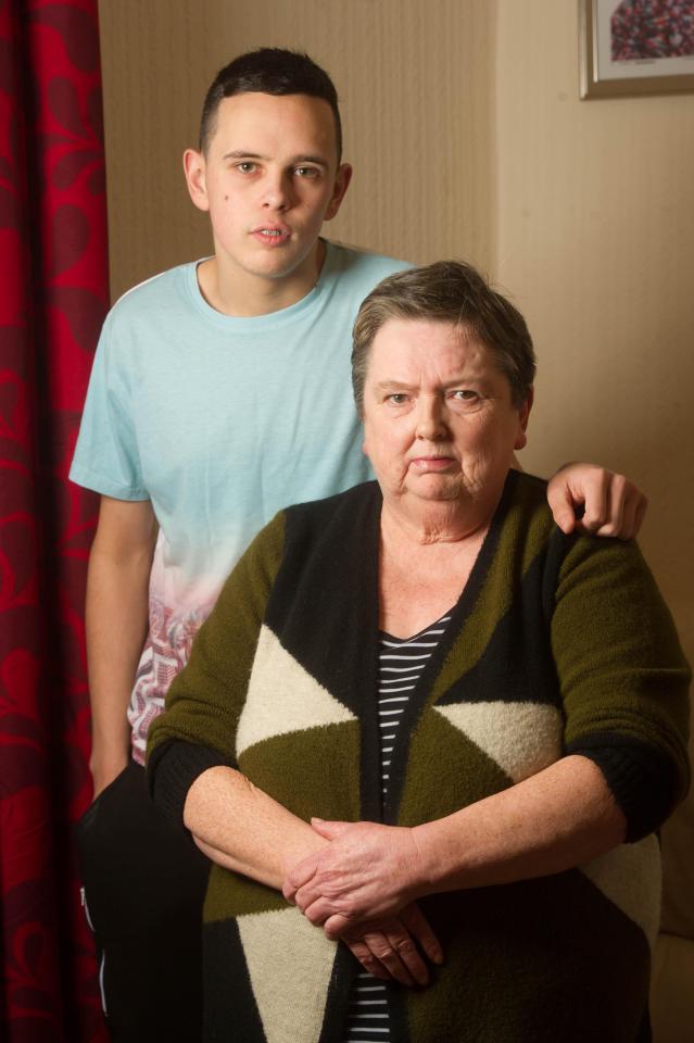  Stunned Elizabeth Gallear, with her grandson James Aldridge, can be heard saying the employee's language was 'absolutely disgusting'