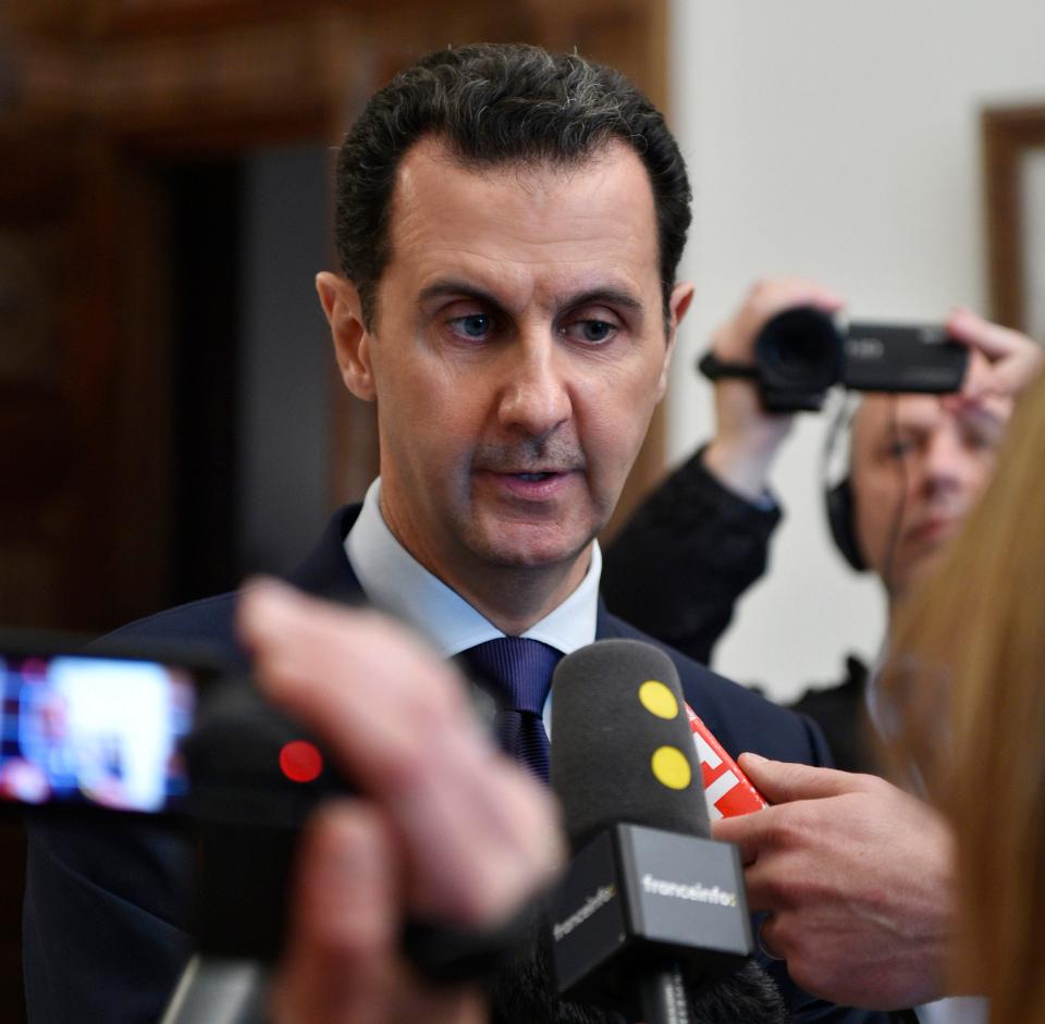 Syrian president Bashur al-Assad speaking to French reporters yesterday