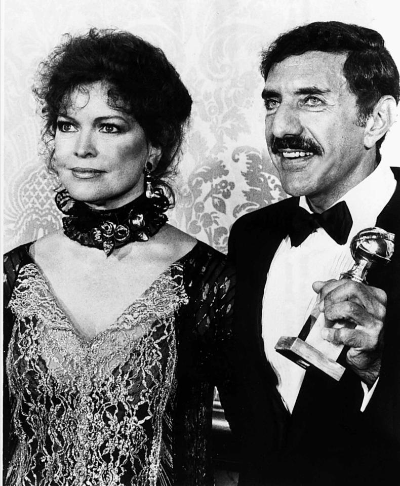 William Peter Blatty is presented Best Screenplay in February 1981 at Hollywood Golden Globe Awards by actress Ellen Burnstyn