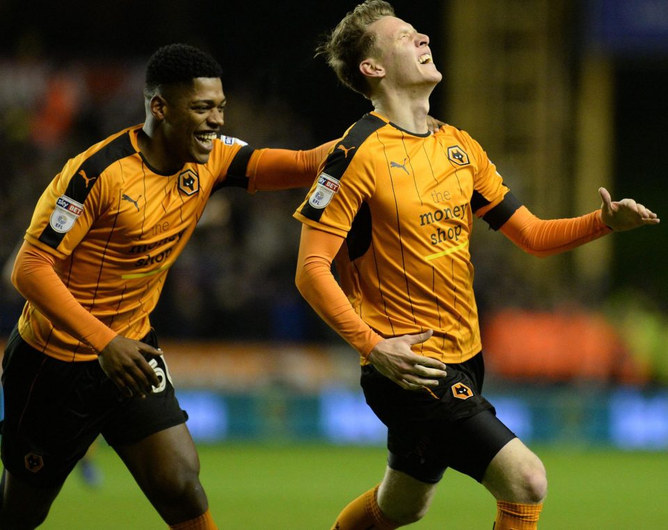 Joe Mason celebrates after opening the scoring