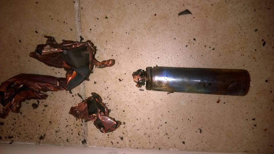 The vape machine is torn to shreds by the sheer force of the explosion