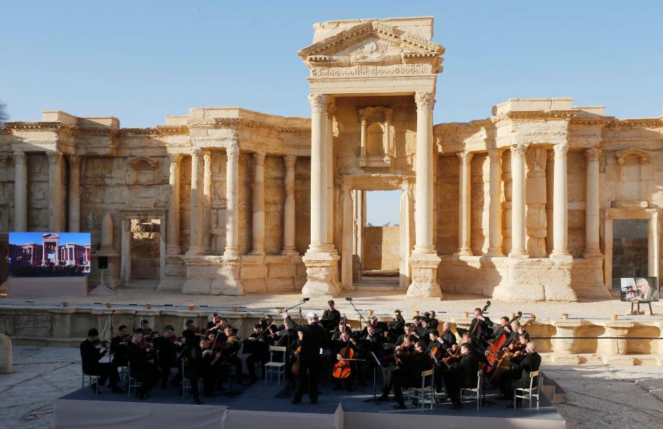 The Russians held a classical music concert in the ampitheatre to celebrate capturing the city last year 