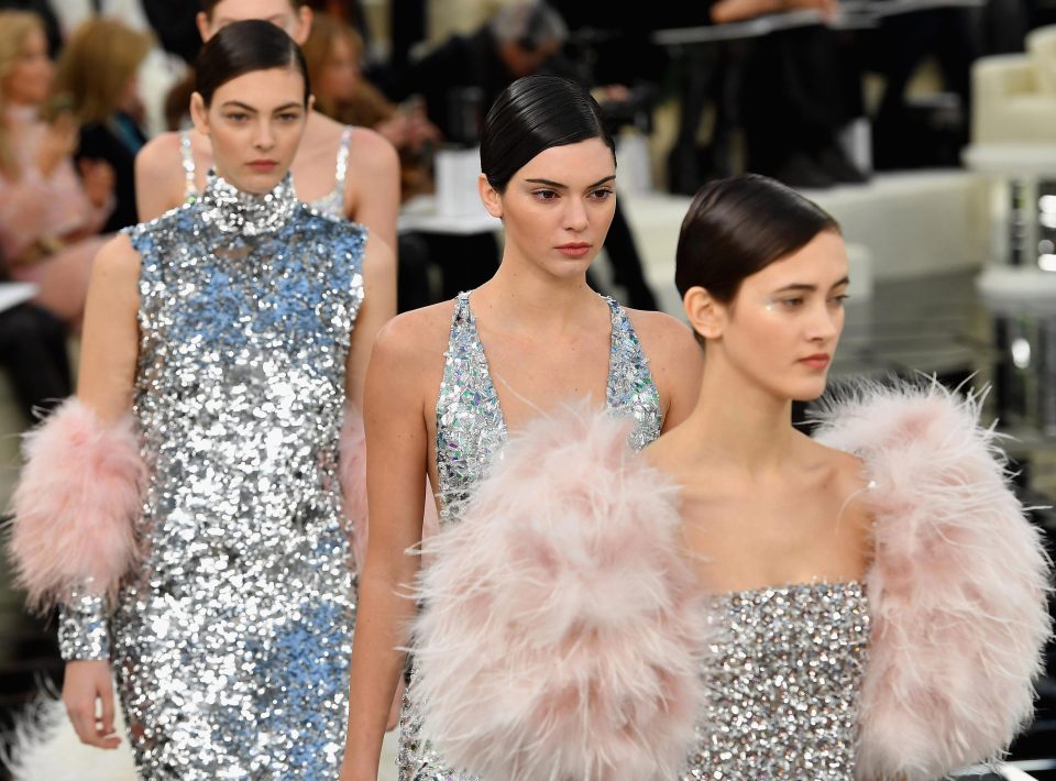  Kendall Jenner, centre, was another of the big name stars to walk in the presentation