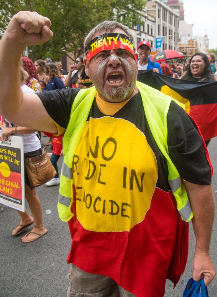  One vocal protester at the Sydney 'Invasion Day' protest