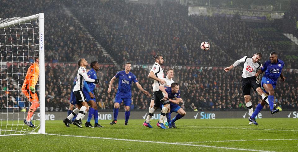 Wes Morgan rises to score a bullet header and earn his side a replay on home soil