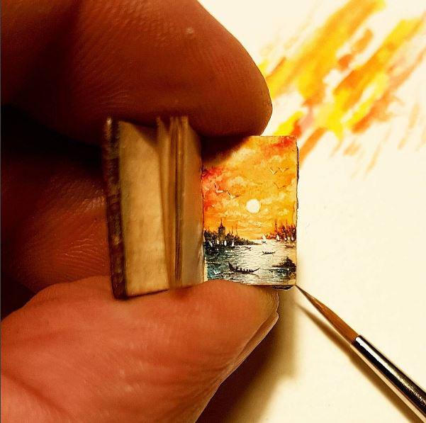 Read all about it . . . River painting on a miniature sized book 
