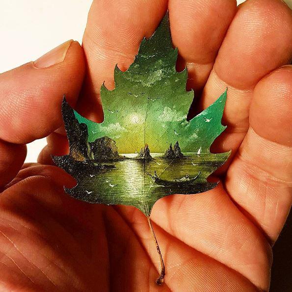  Unbe-leaf-able . . . Sketch on a leaf