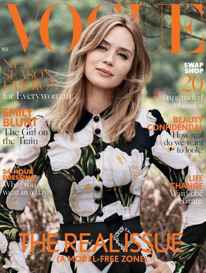 The Girl on a Train actress Emily Blunt poses on the front cover