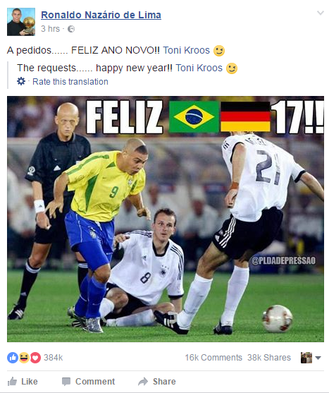 Ronaldo uploaded this image to Facebook as a brilliant response to Toni Kroos' taunts