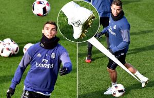 Cristiano Ronaldo shoes off new footwear as he gets into Real Madrid training after their winter break