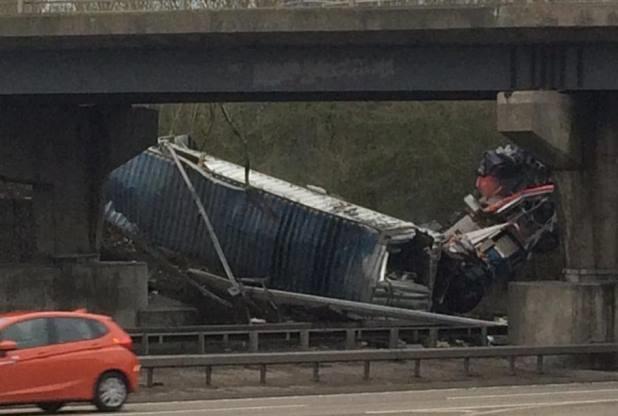 The A12 was closed as emergency services dealt with the crash, which left a lorry wreckage spread across the road in Witham, Essex