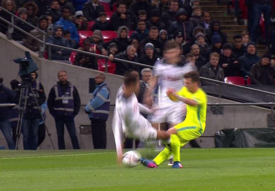 The Spurs fans won't have any arguments on the red card when they watch the replays back - it was a shocker