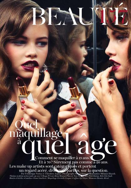  Thylane applies red lipstick in glossy magazine photoshoot