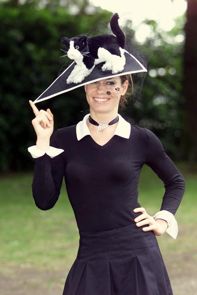 TPT with typically eye-grabbing hat at Ascot race course in 2002