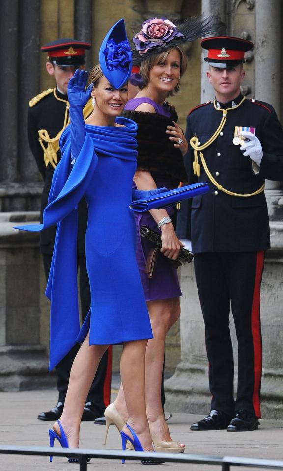 Tara arrives at Wills and Kate's wedding at Westminster Abbey wearing striking blue ensemble alongside her sister Santa Sebag-Montefiore