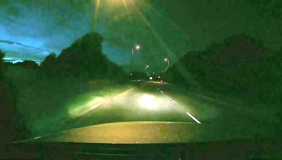  Dashcam footage has down the moment a young motorcyclist bounces off a windcsreen in Gloucestershire