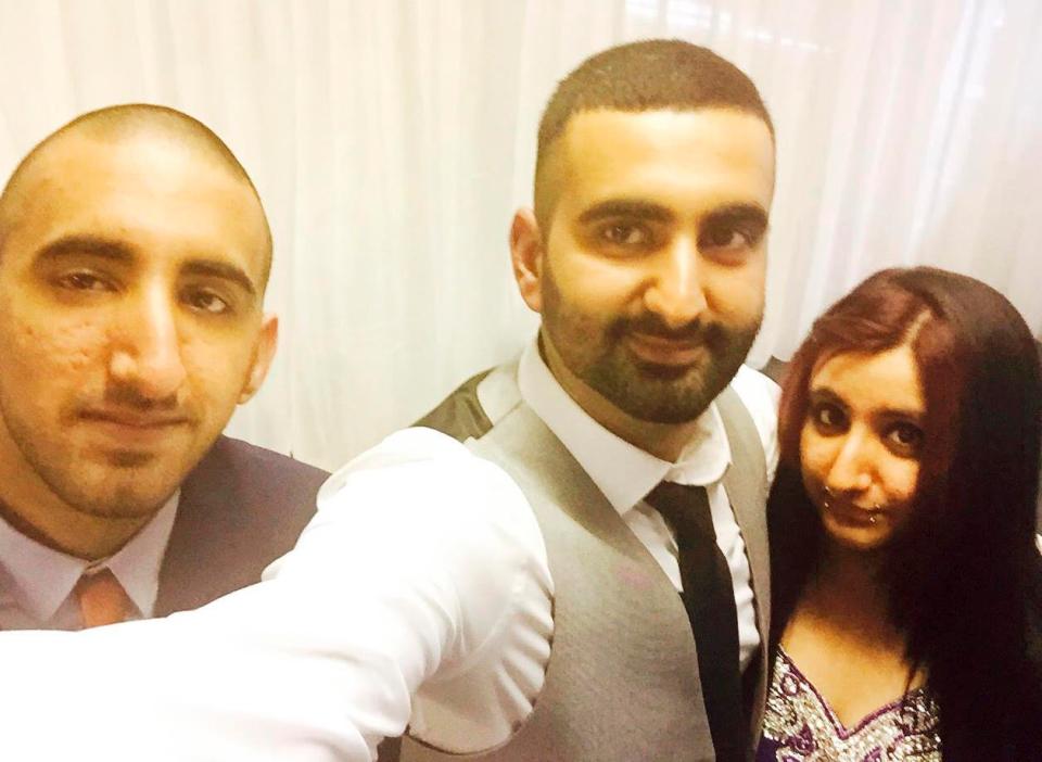 Gurdip Johal (centre) with his brother Amandip and sister Mandip
