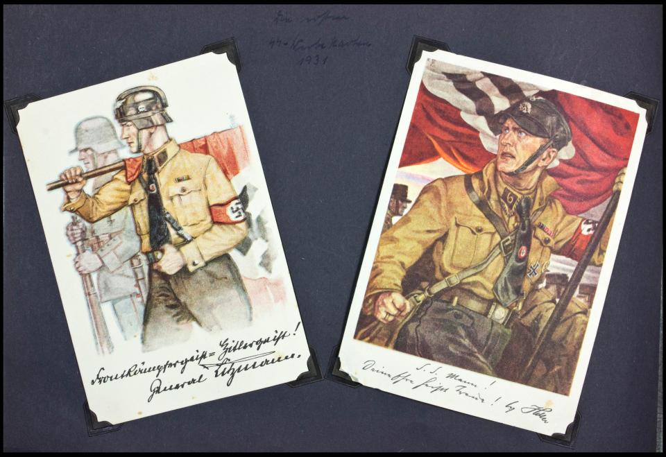 SS-themed postcards which were used for propaganda