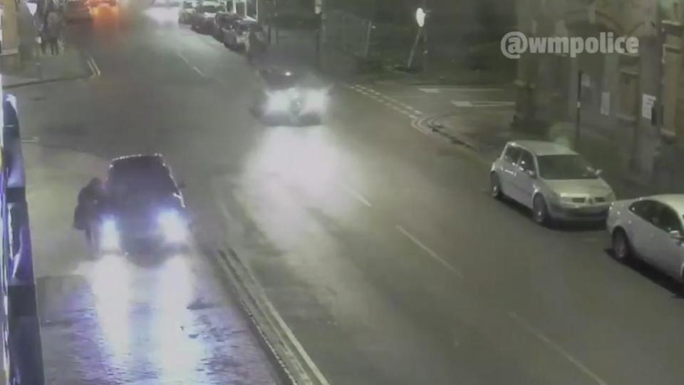 The car then mounts the pavement and ploughs into the 17-year-old girl, dragging her to the ground