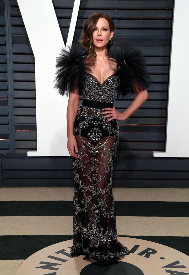  Kate Beckinsale showed plenty of cleavage in a glittering sheer dress
