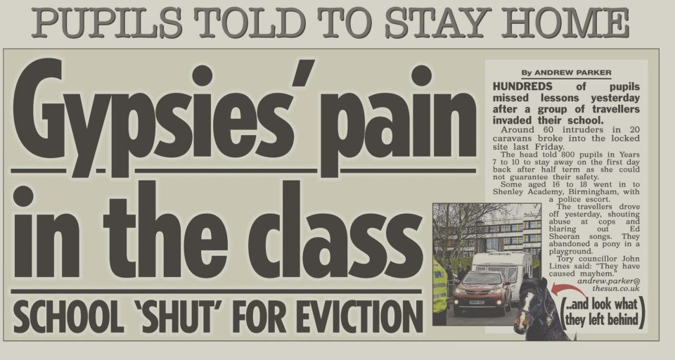 Travellers abandoned the pony after being evicted from the school in Birmingham