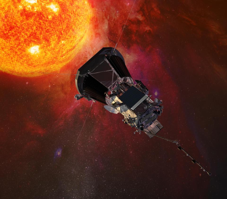  The Solar Probe Plus spacecraft approaching the sun. At closest approach, Solar Probe Plus will be travelling 450,000 miles per hour