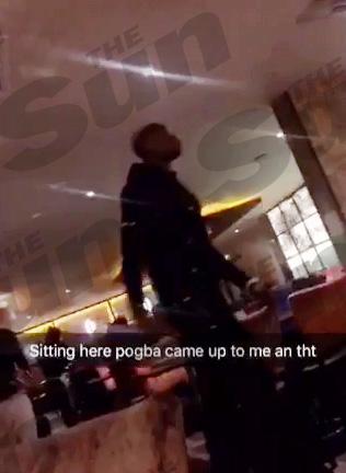 Camera phone footage shows Pogba in the restaurant