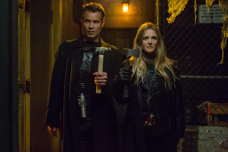 Santa Clarita Diet: Sheila’s husband Joel (Timothy, left) helps her find her victims 