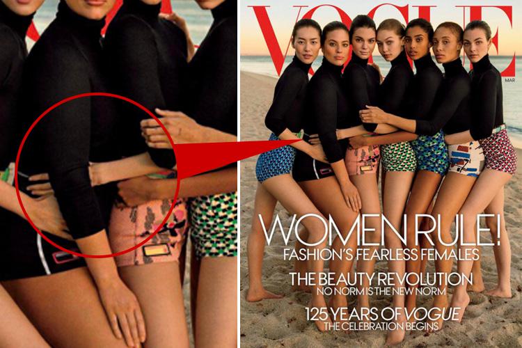 Many users accused Vogue of lengthening Gigi Hadid's arm in order to make Ashley Graham appear slimmer