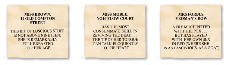  Harris’s List Of Covent Garden Ladies listed prostitutes and gave reviews