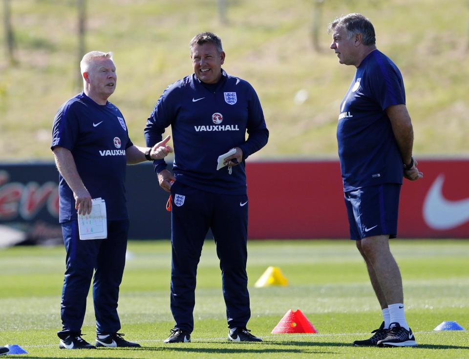  Craig Shakespeare (centre) was part of Sam Allardyce's England coaching team