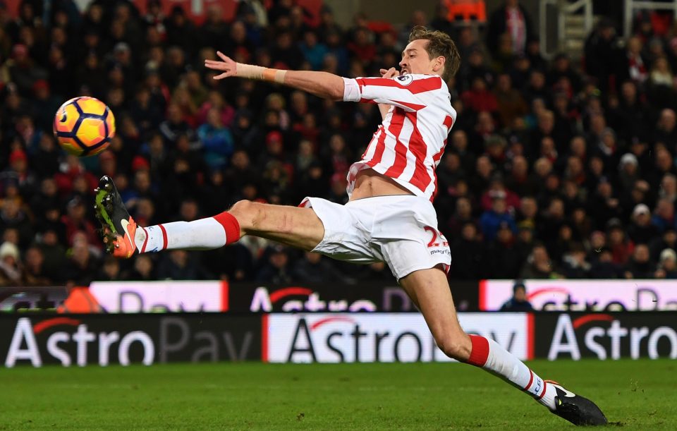  The Stoke striker has long legs to help him poke goals in from all angles
