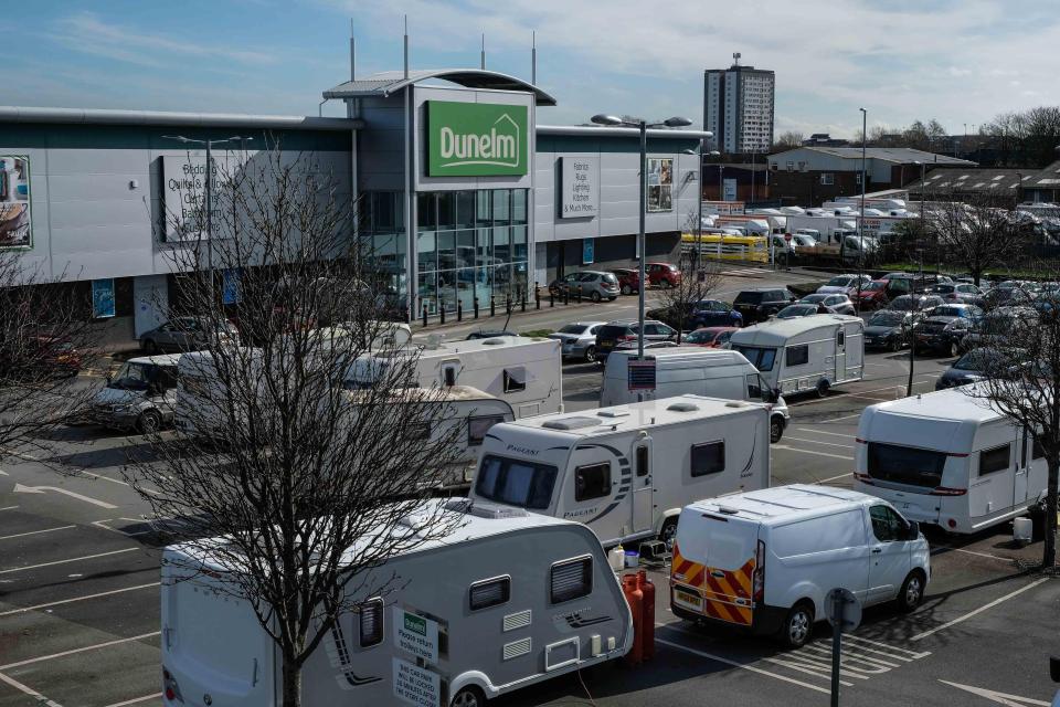  A traveller community has set up home on the car park of Dunelm in Leeds
