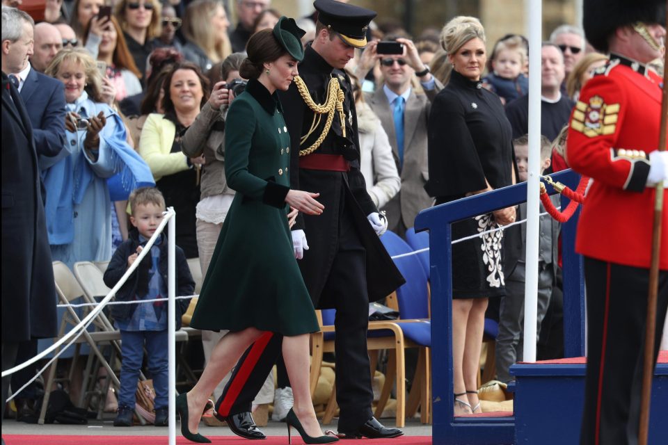  The royal couple arrive to present the shamrocks to the officers during the annual St Patrick's Day parade