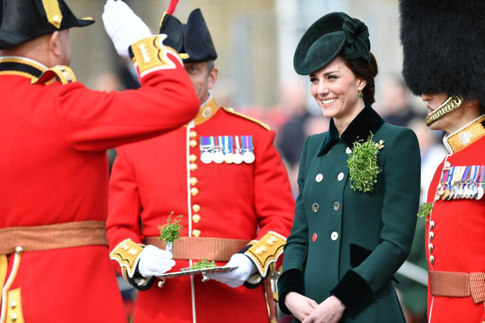  The Duchess presented the traditional sprigs of shamrock to the Officers and Guardsmen