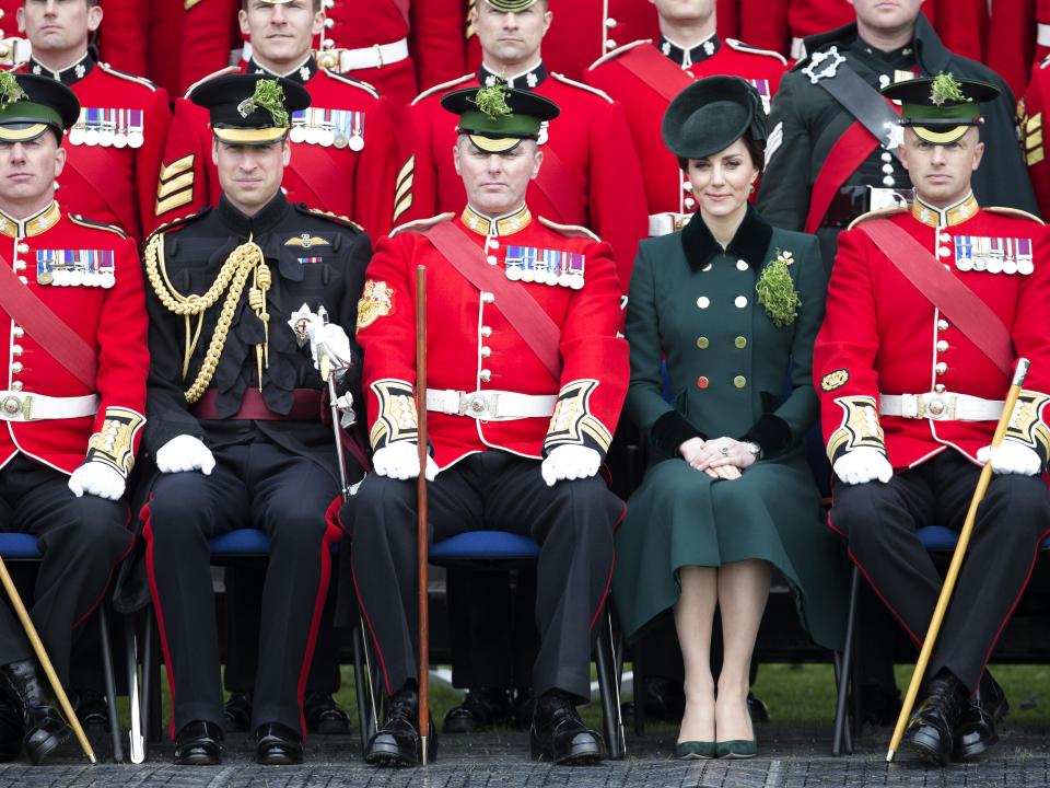  Prince William and Kate sat with the Irish Guards after the St Patrick's Day parade in London