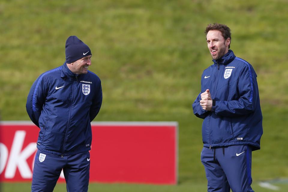 Southgate and assistant Steve Holland put the players through their paces