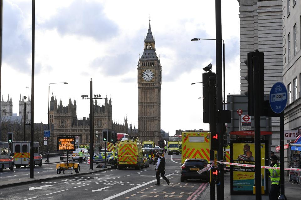 Emergency services at the scene of the London terror attack