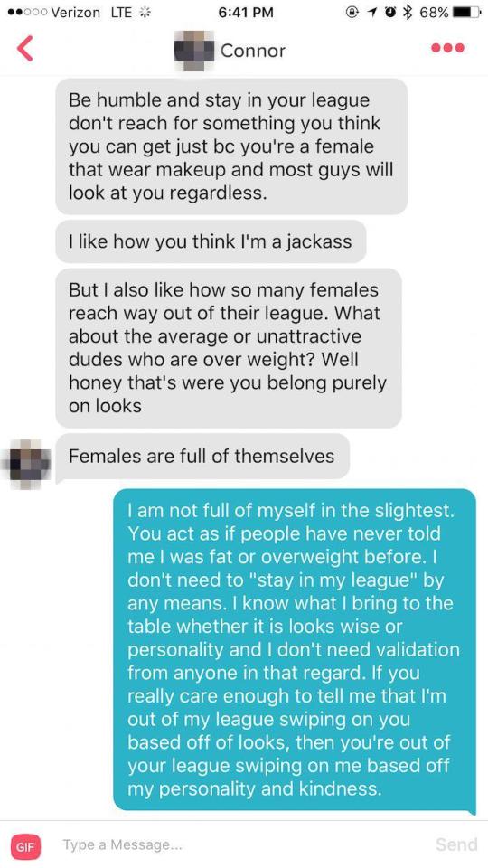  Connor rants that it's important to "be humble"... but fails to remember he's telling his Tinder match he's out of her league