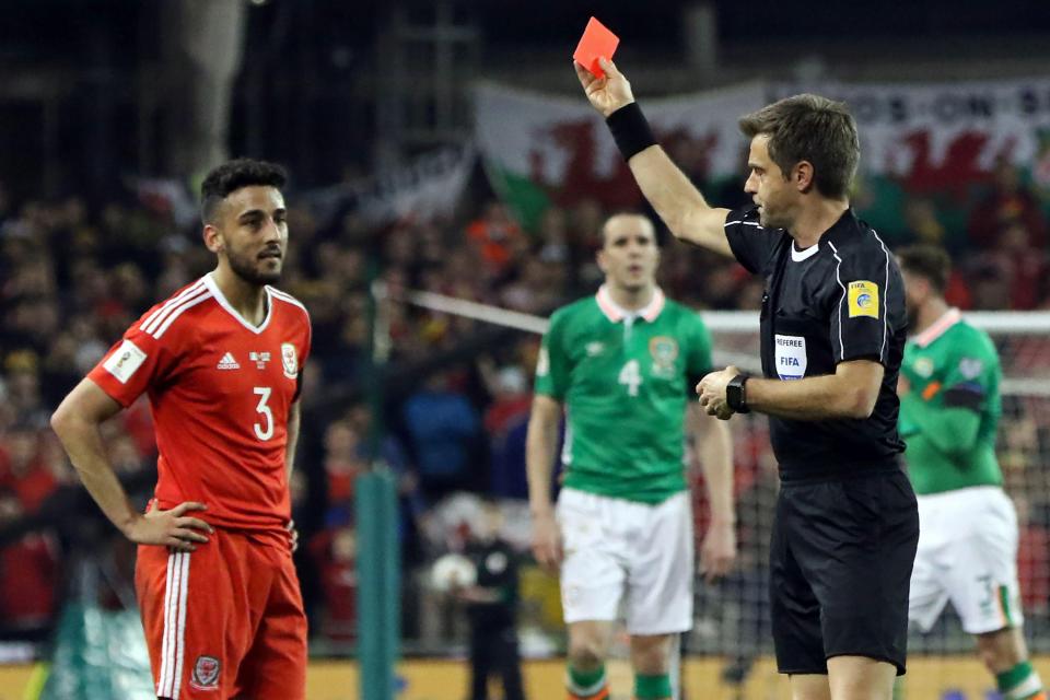  The Italian ref did send off Neil Taylor for his horrendous challenge on Seamus Coleman