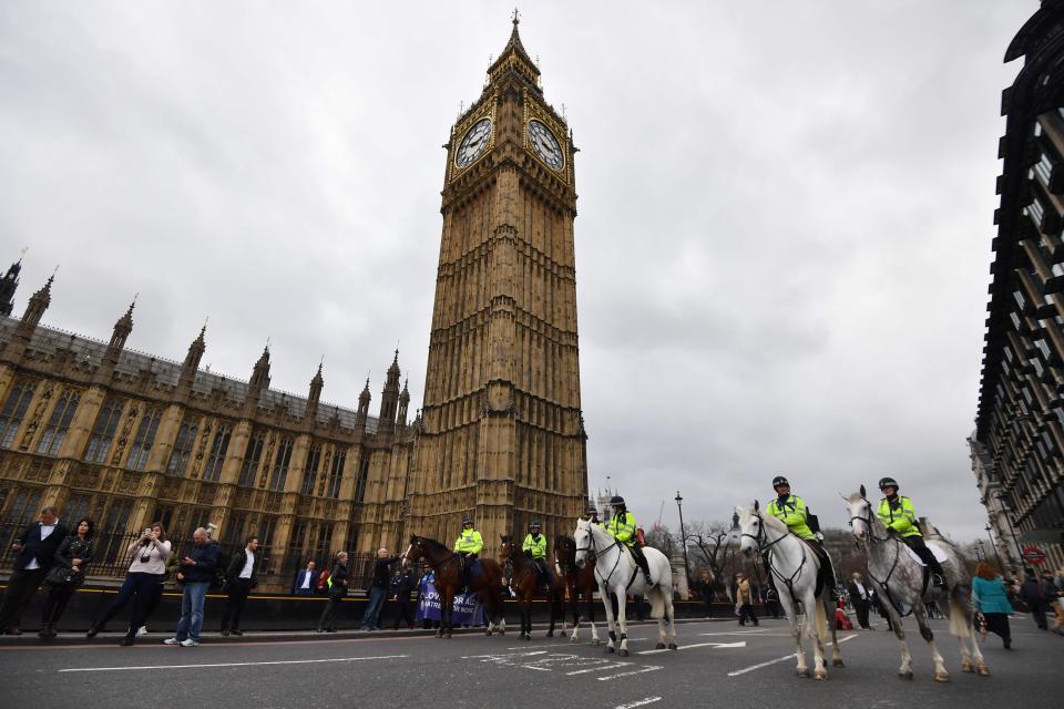 Mounted members of the police force on Westminster Bridge