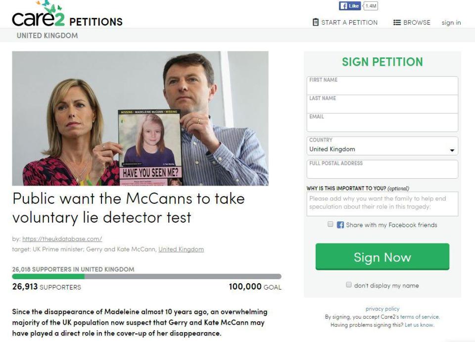 Kate and Gerry McCann face fresh heartache as a 'rubbish' petition is demanding they take a lie detector test