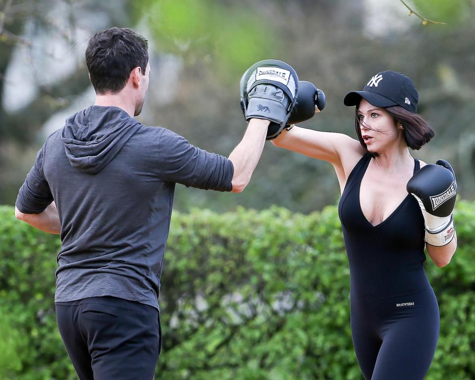 Catherine packed a powerful punch as she worked out with her trainer 