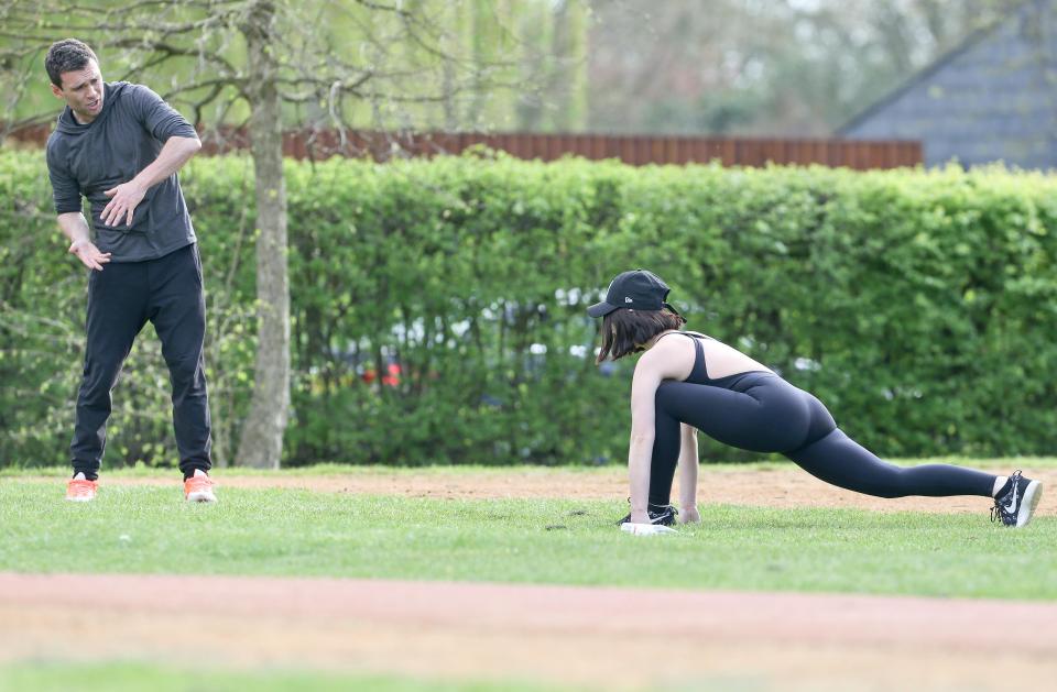 Her gym gear featured a sexy cut out back showing off her toned physique 