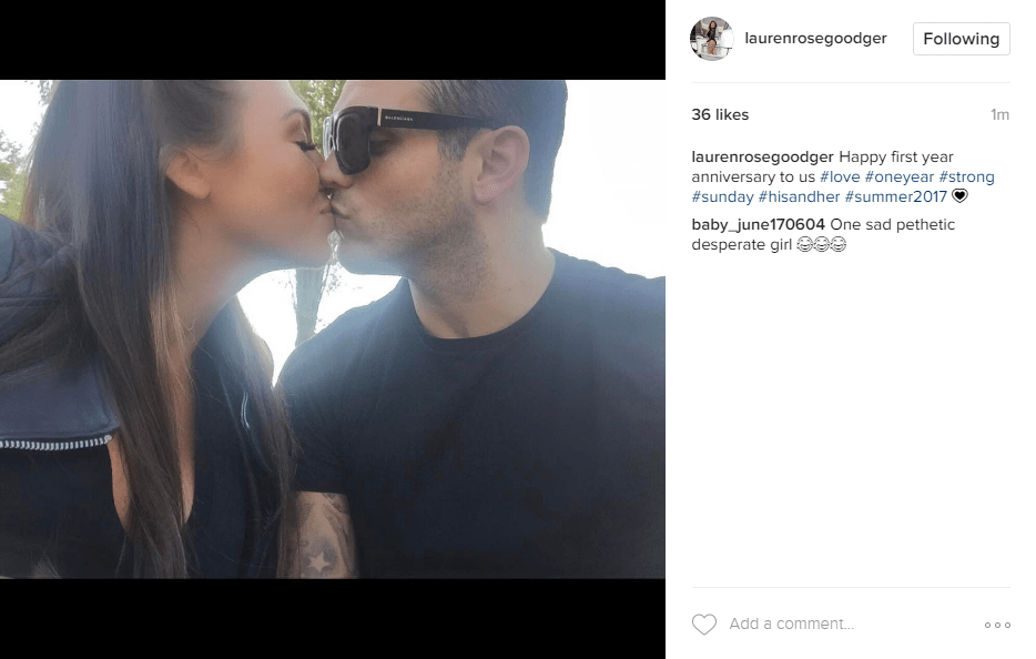 Lauren later posted this replacement anniversary post 