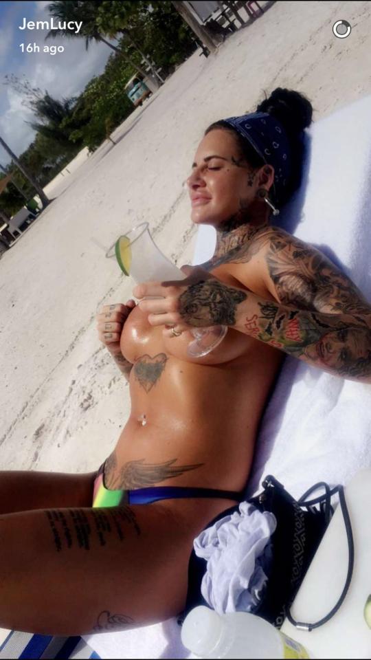  Jemma Lucy flashed her extensive tattoos on a recent holiday