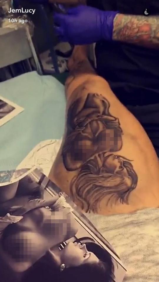  Jemma Lucy took a photo in to have the new tattoo
